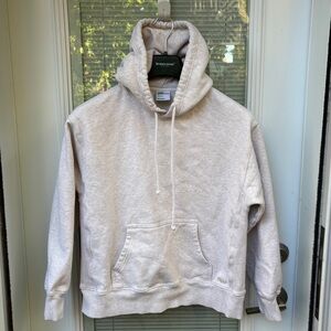 Aritzia TNA XS Sweatfleece Cozy Fleece Boyfriend Fit Hoodie Cream Heather EUC